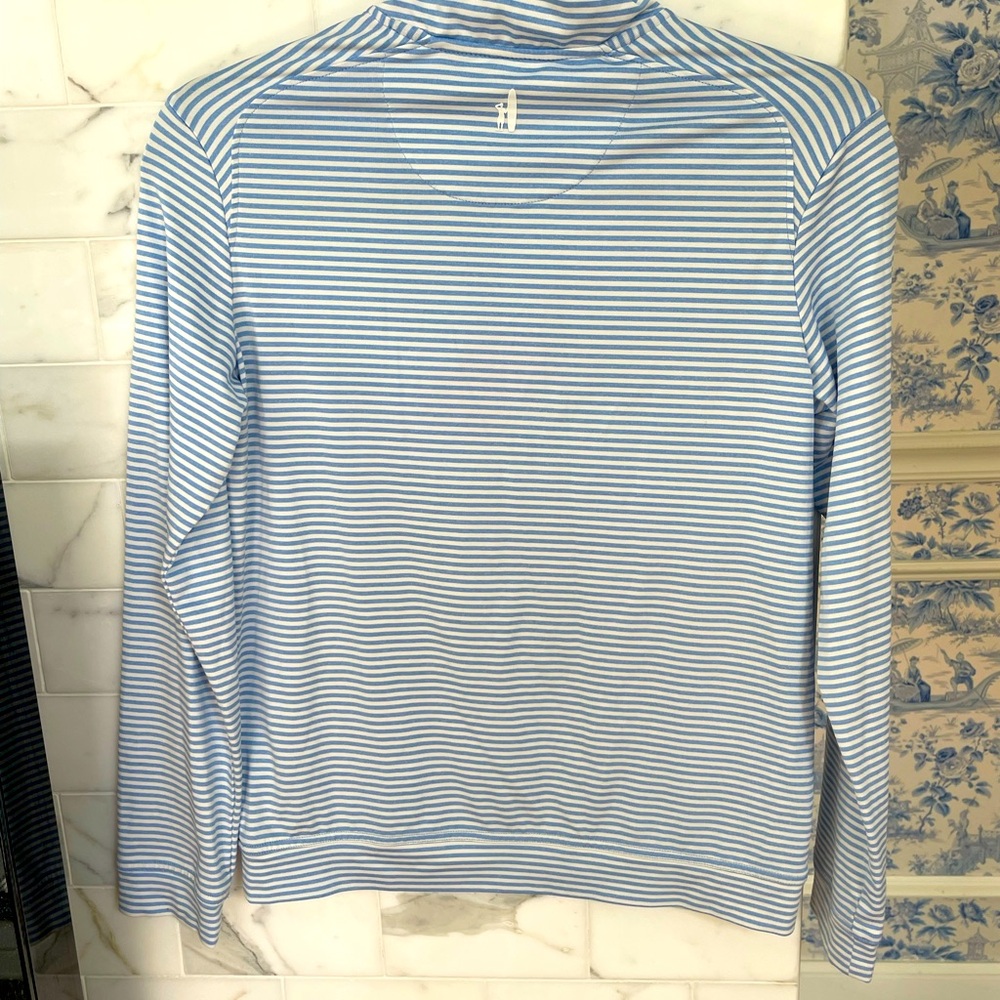 johnnie-O Kids Polo in Light Blue and White Stripes